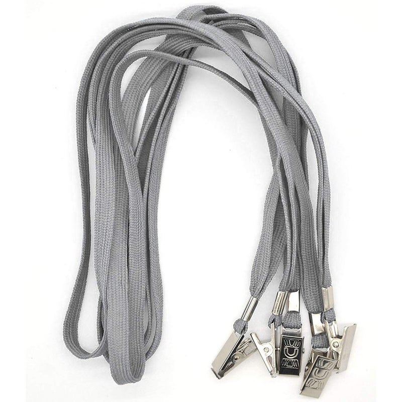 Bird Fiy Gray Lanyards 100 Pack Bulk Badge Lanyards with Clip Neck Flat Lanyard with Badge Lanyard Bulldog Clip - Image 3